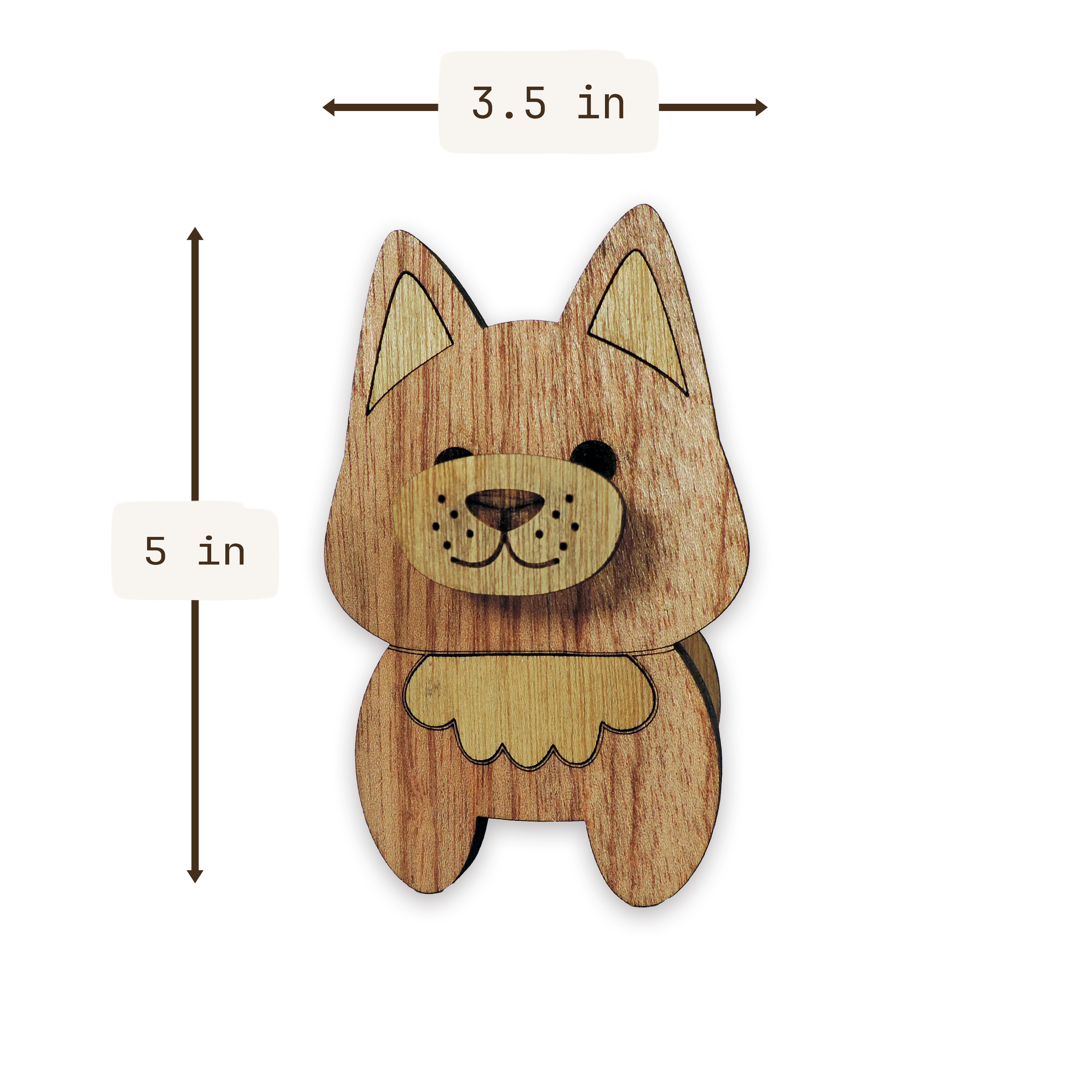 Laser-cut fox glasses holder, 5 mm plywood — cherry, blank (3.5 × 5 in)
