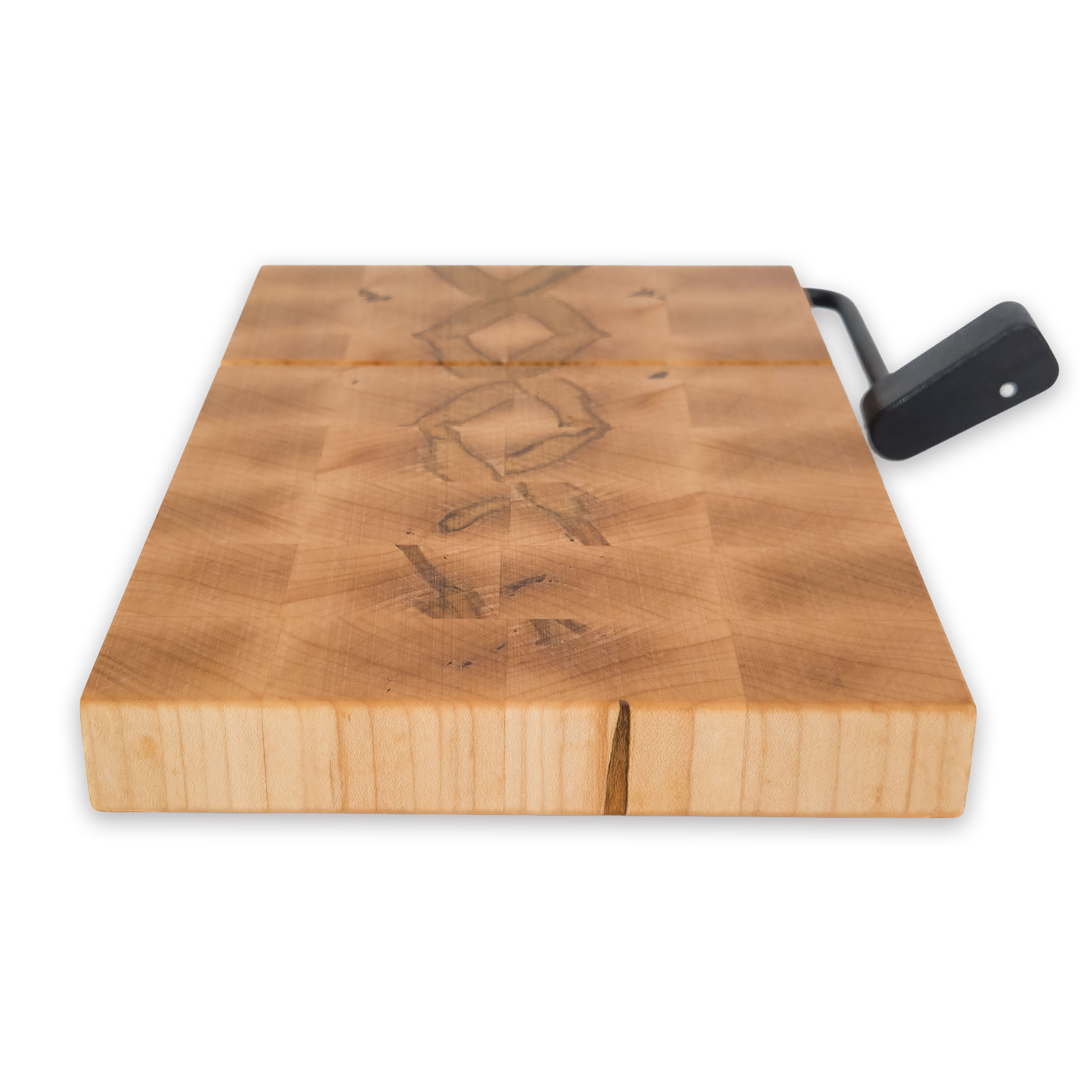 End grain spalted maple cheese slicer board with wire cutter, oiled hardwood