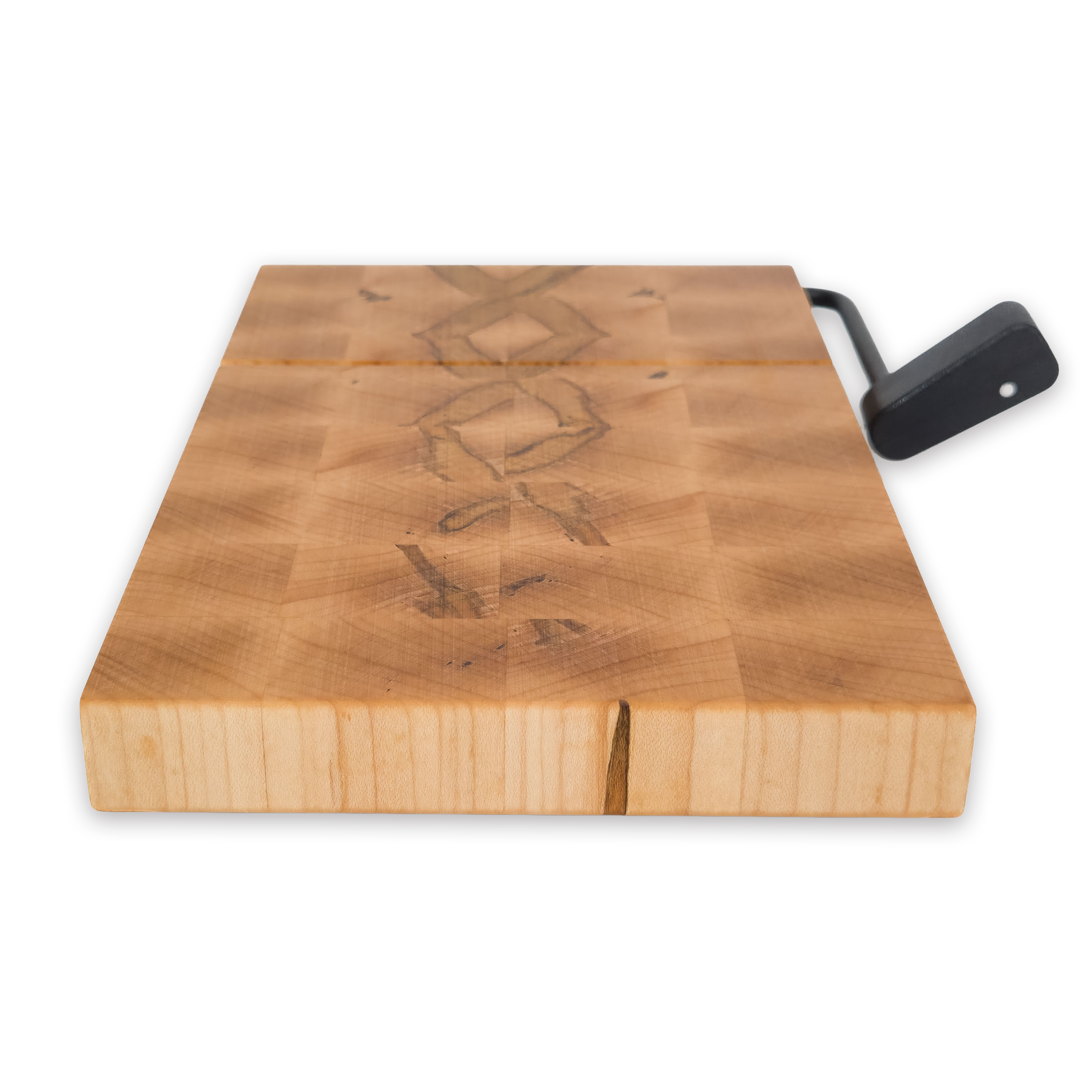 End grain spalted maple cheese slicer board with wire cutter, oiled hardwood