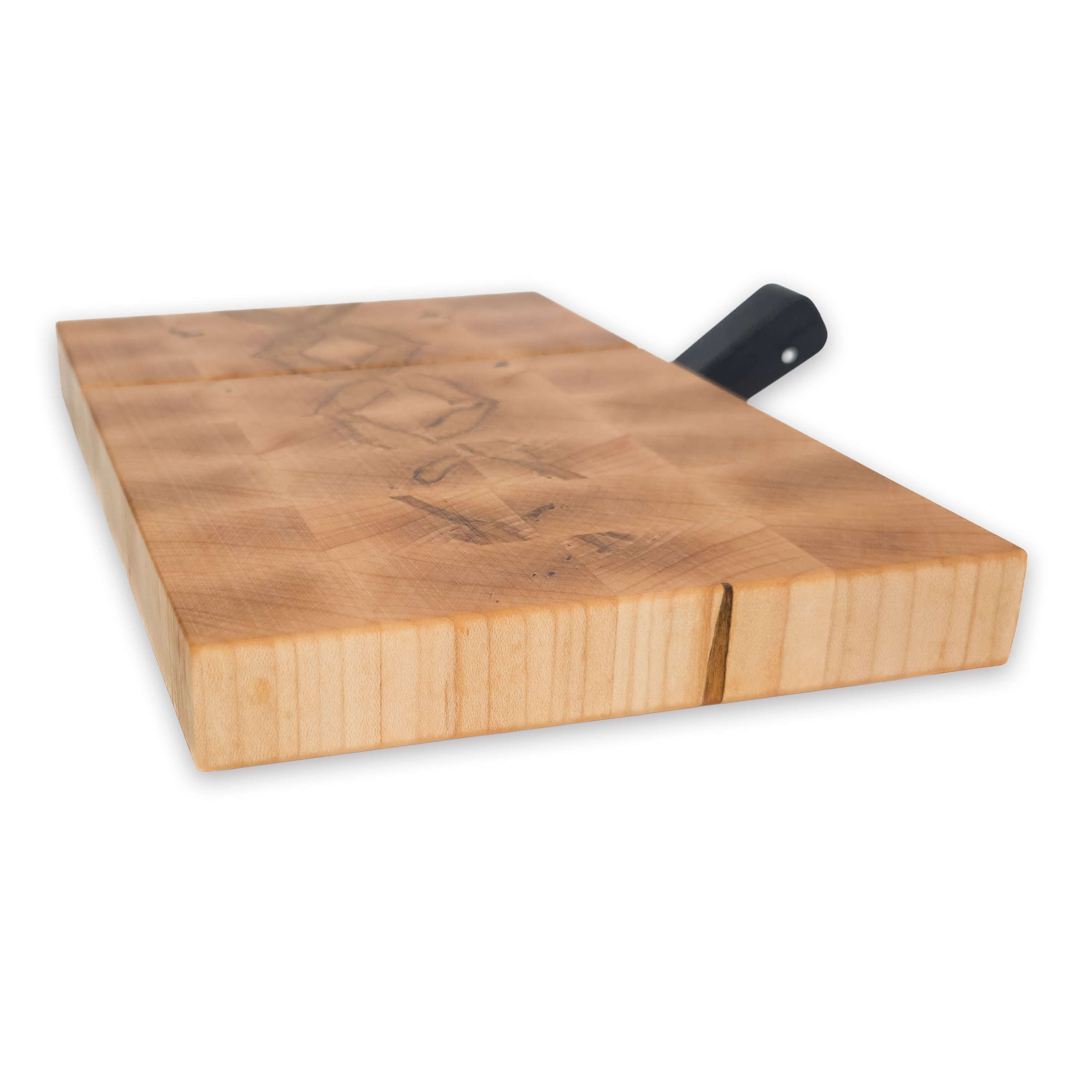 End grain spalted maple cheese slicer board with wire cutter, oiled hardwood