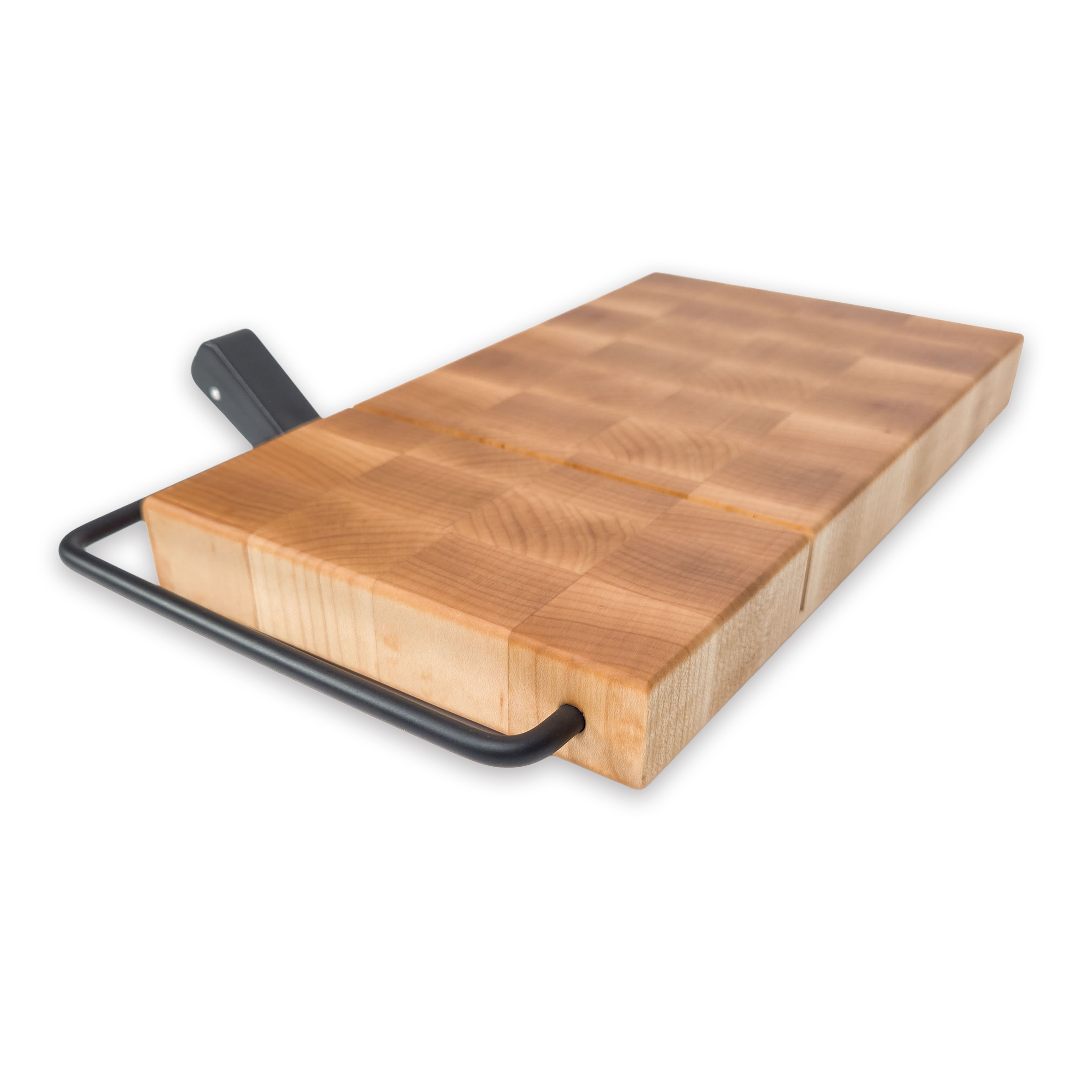 End grain maple cheese slicer board with wire cutter, oiled hardwood