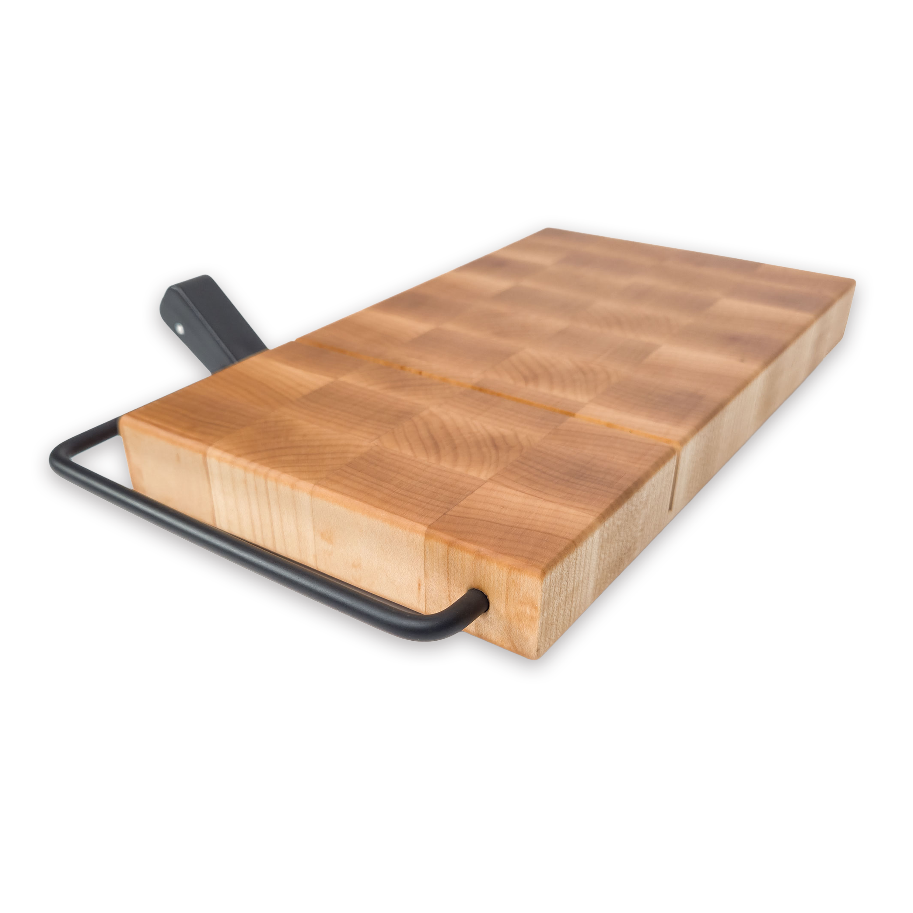 End grain maple cheese slicer board with wire cutter, oiled hardwood