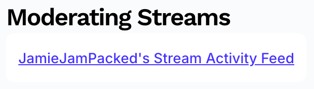 Example of what the activity feed UI on the dashboard looks like