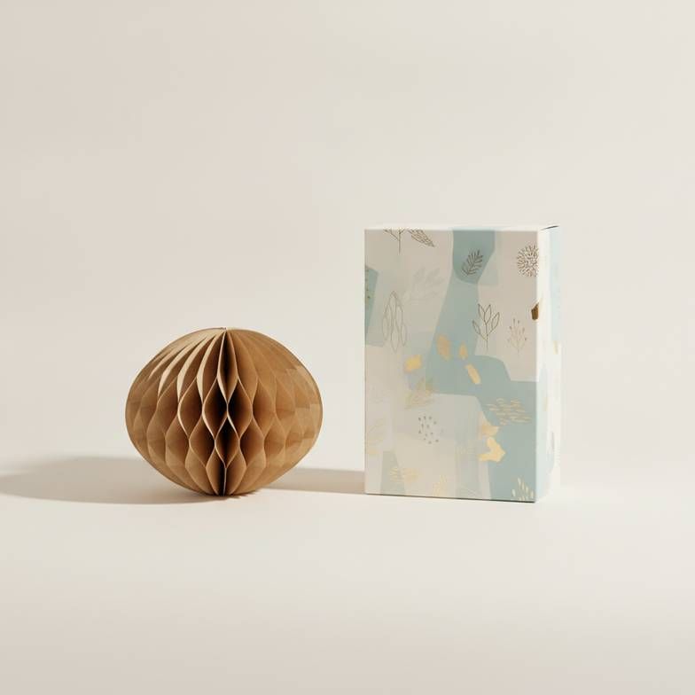 Custom printed retail packaging box for a set of wholesale honeycomb paper decorations.