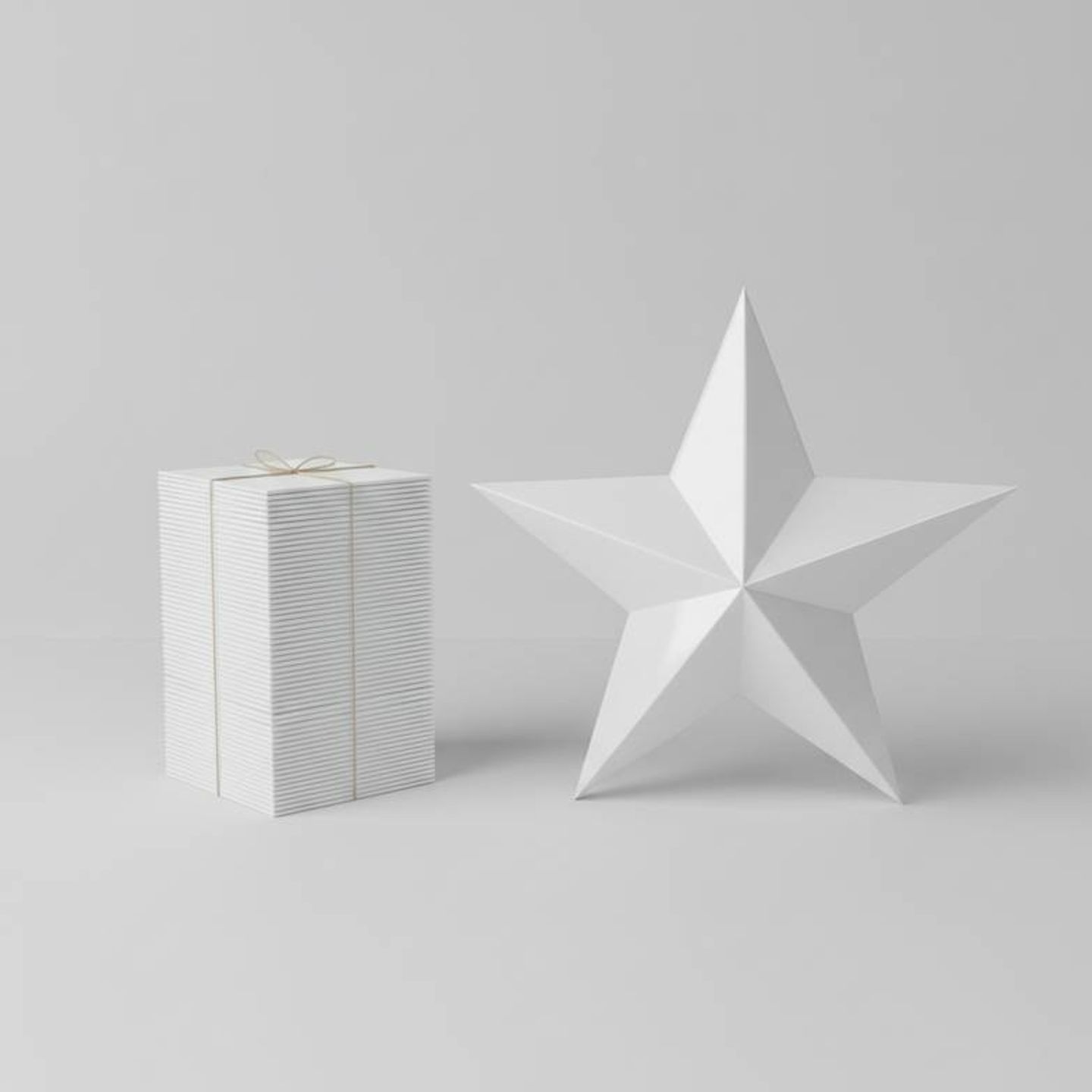 A visual comparison showing a large stack of flat-packed honeycomb paper ornaments next to a single bulky rigid star decoration