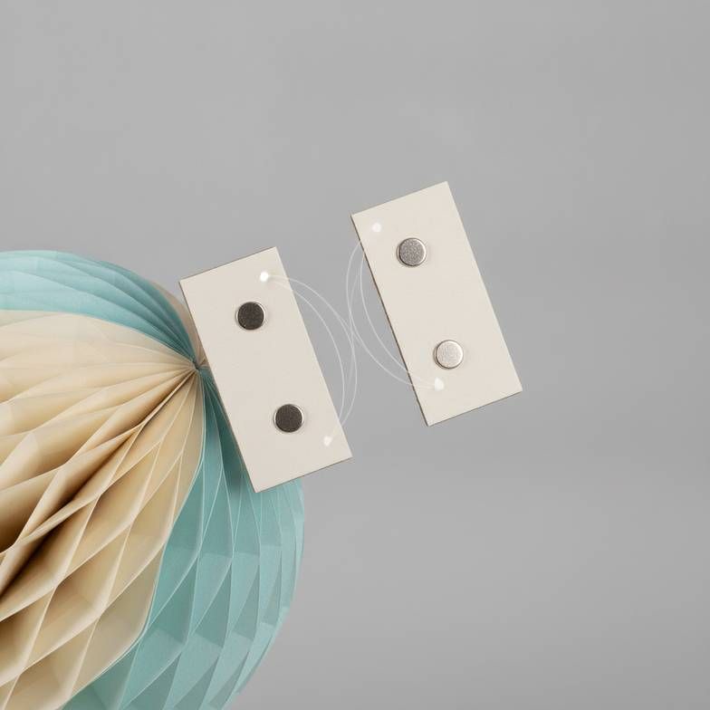 A reusable honeycomb paper decoration being closed with a secure magnetic closure