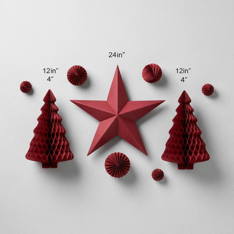Close-up of different sized Christmas honeycomb decorations ready for wholesale shipment