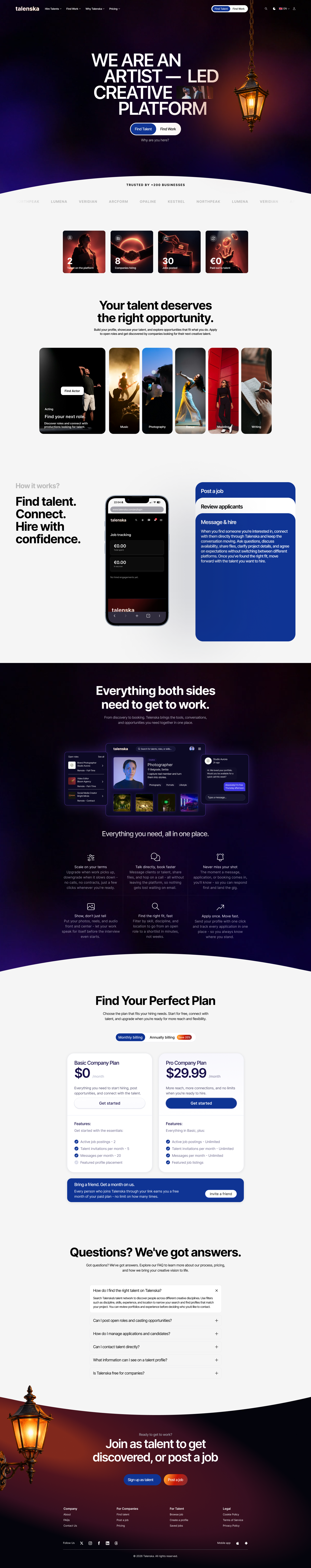Talenska Landing Page Redesign screen 1