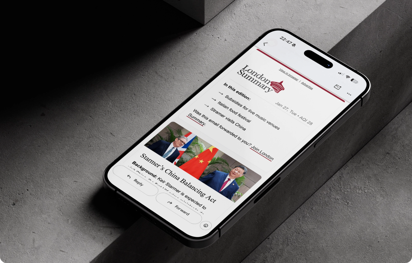 Newsletter screen 1