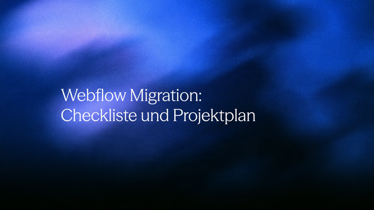 Webflow Migration: Checkliste und Projektplan auf blauem Hintergrund