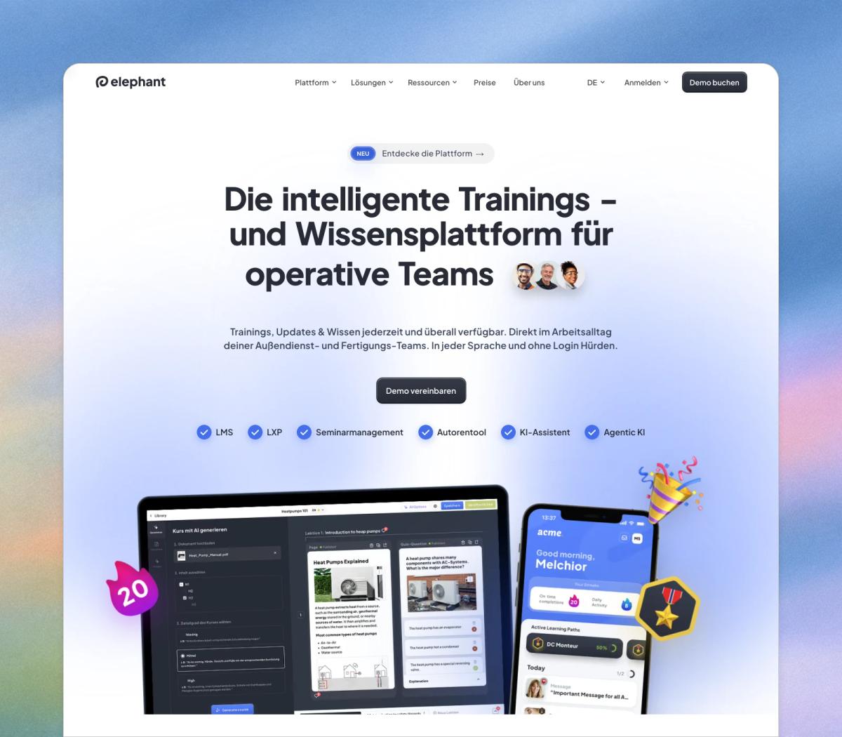 Website design for Elephant Company’s training and knowledge platform