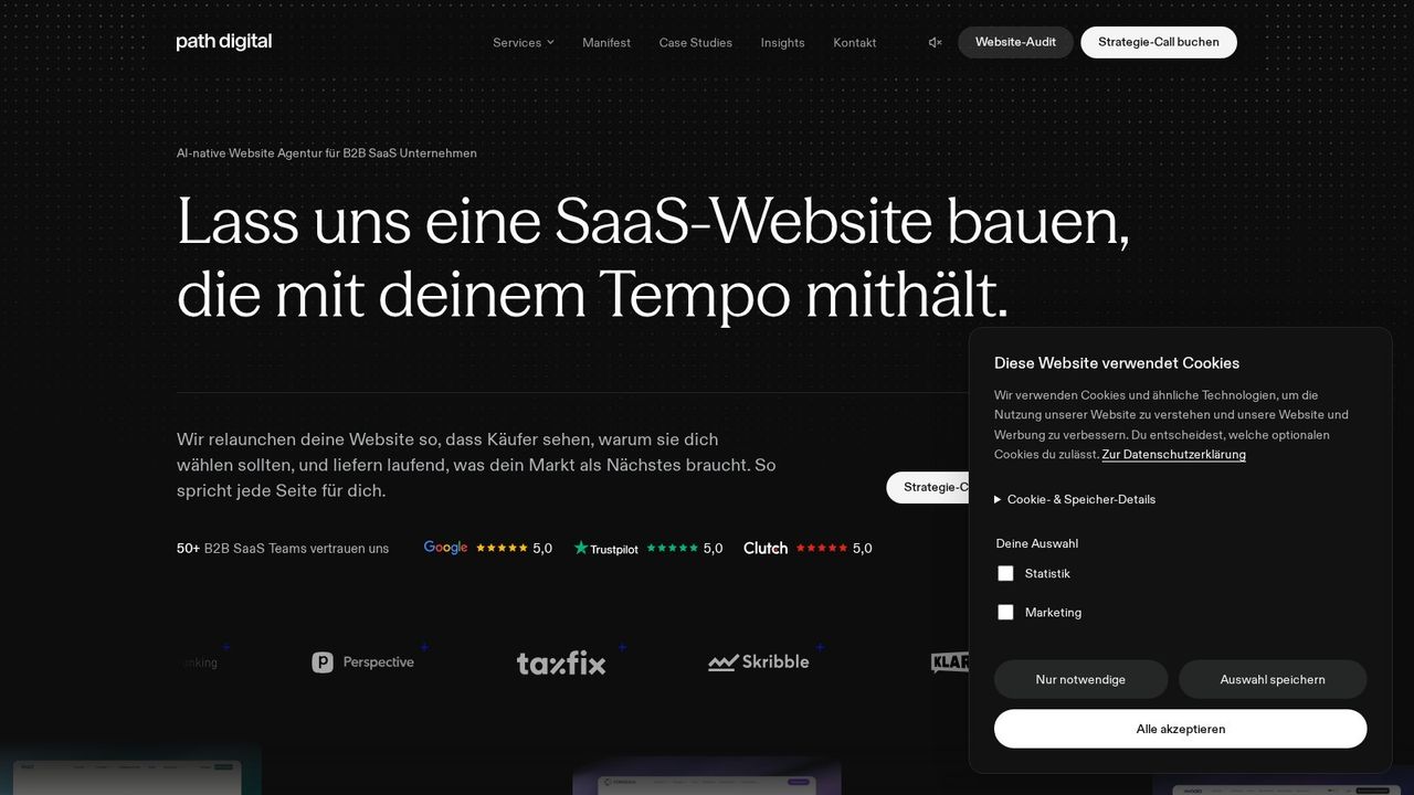 Homepage hero of path digital