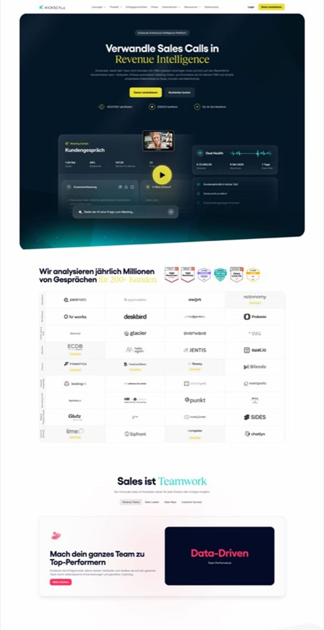 Kickscale Website: Design und Seitenaufbau