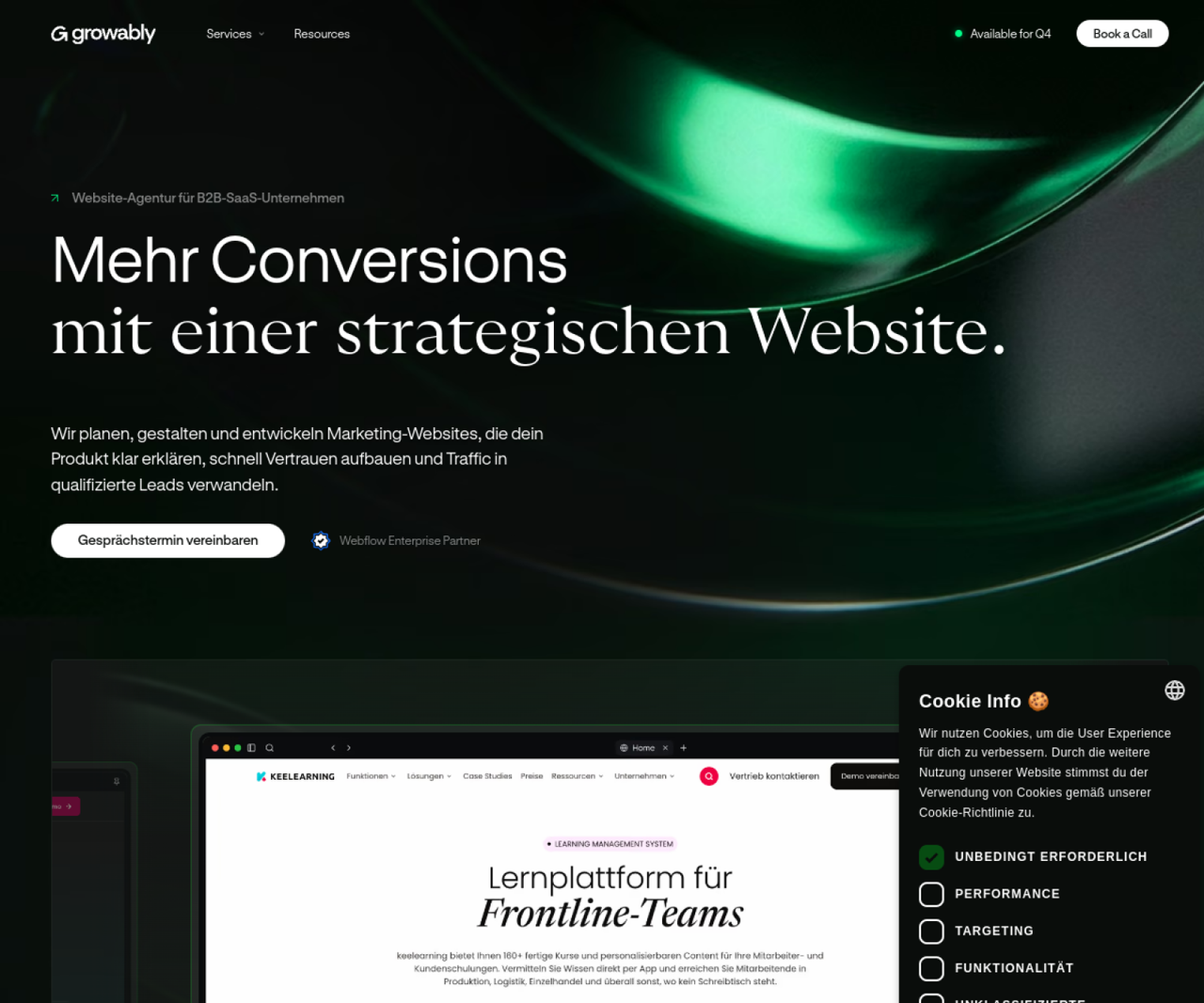 Homepage hero of Growably