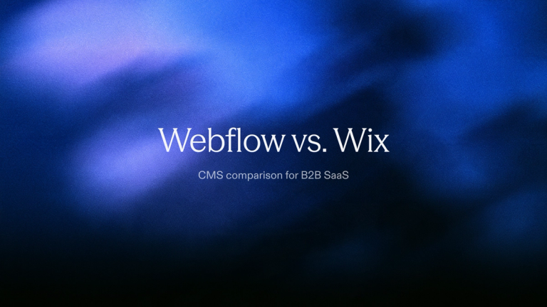 Webflow vs. Wix: CMS comparison for B2B SaaS on a blue background