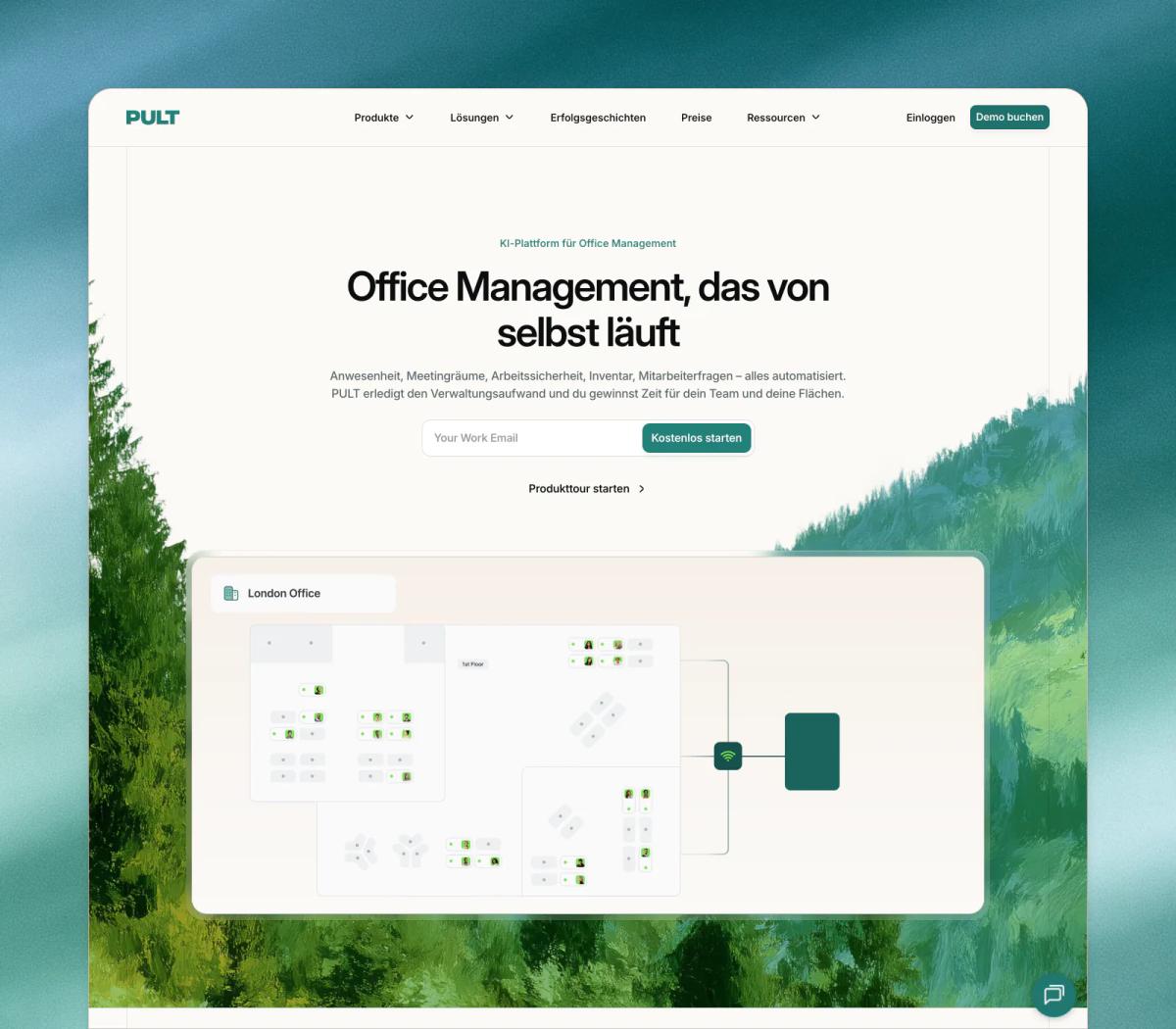 PULT website for AI-powered office management