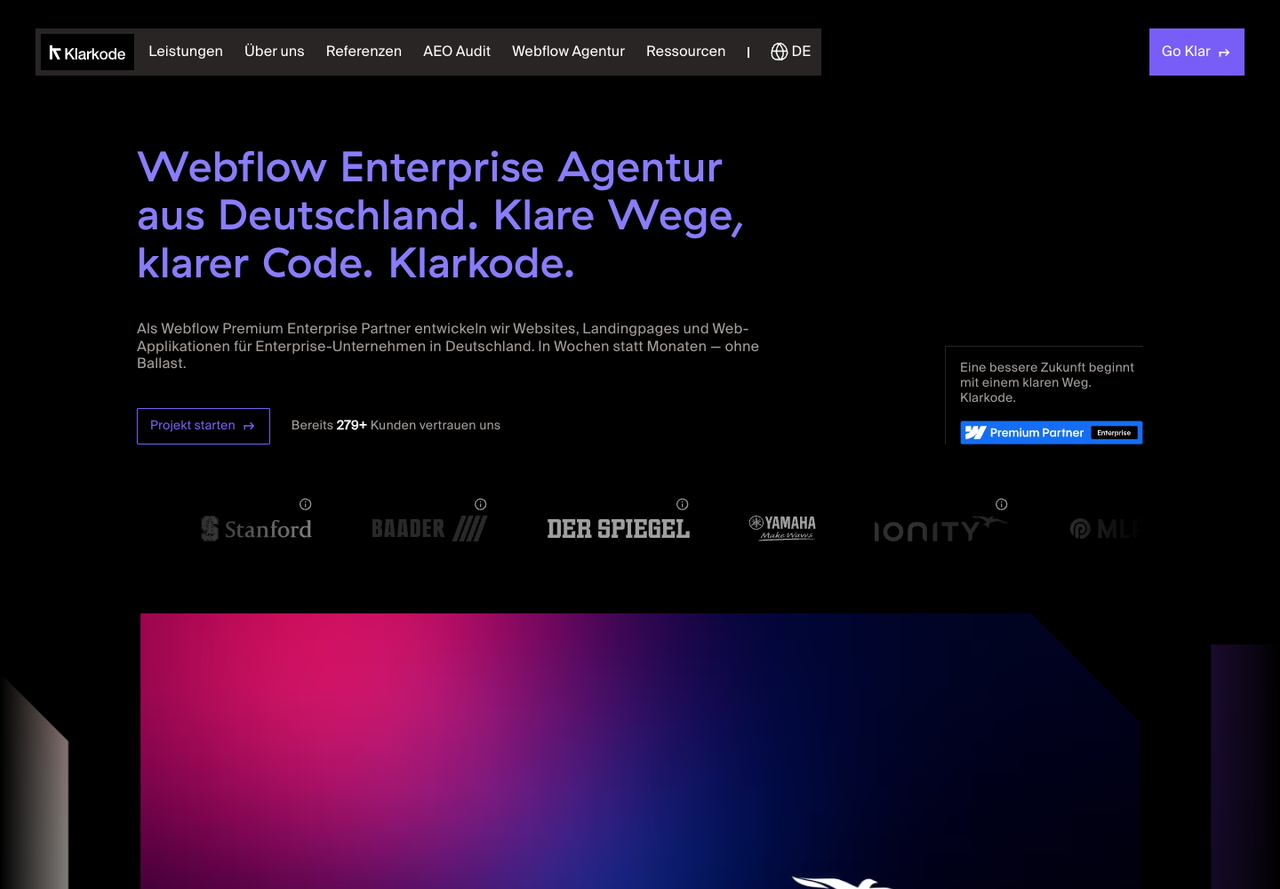 Klarkode homepage hero