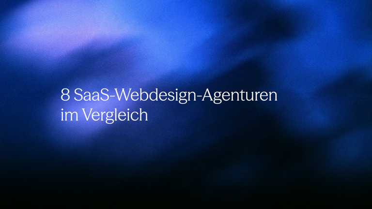 8 SaaS-Webdesign-Agenturen im Vergleich auf blauem Hintergrund