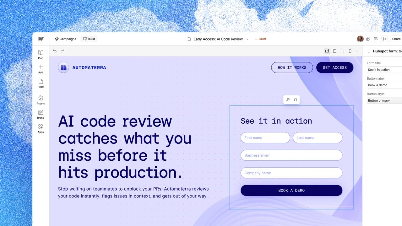 Webflow Campaigns: Agentischer Workflow für Landingpages, Varianten und Kampagnen.