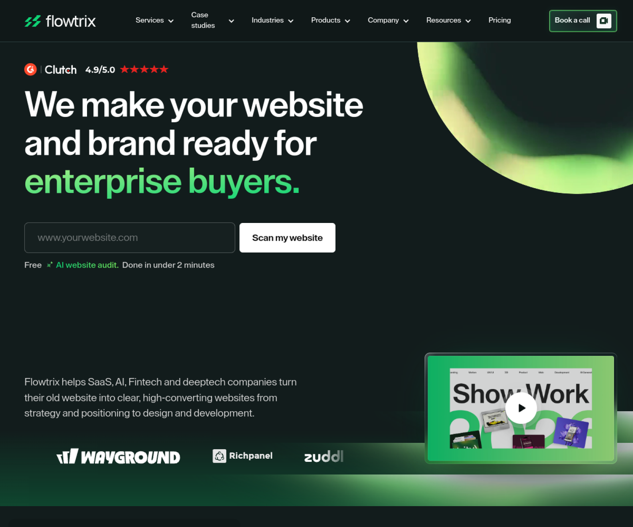 Homepage hero of Flowtrix