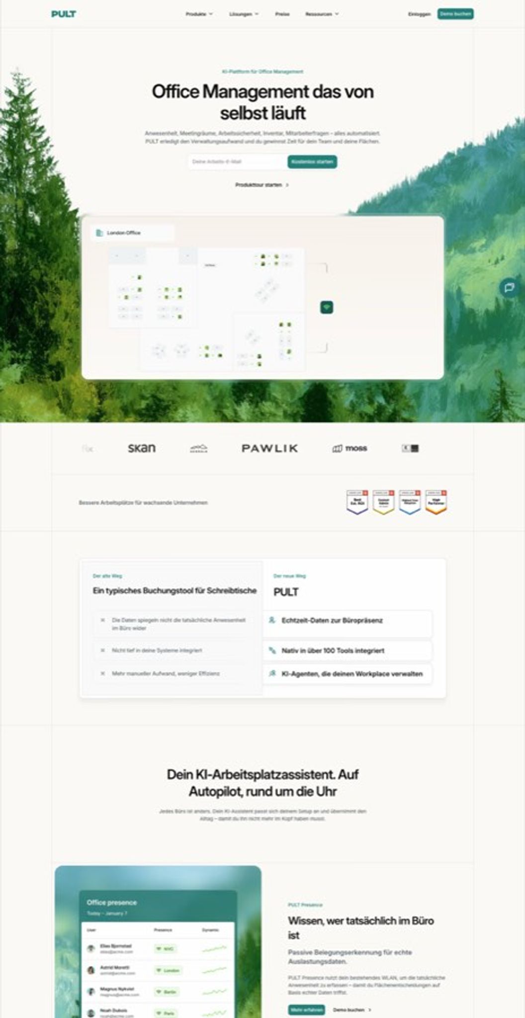 PULT Website: Design und Seitenaufbau