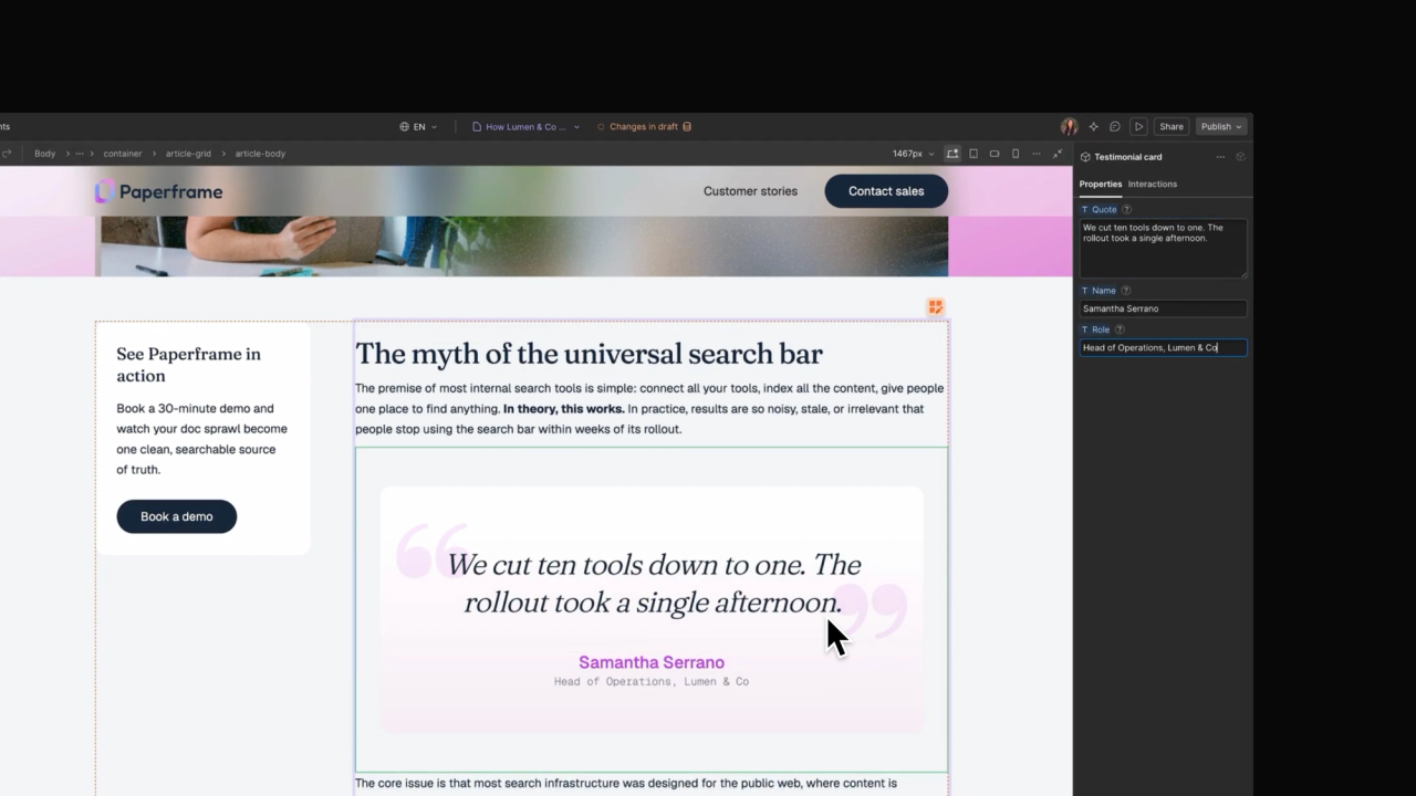 Wiederverwendbare Webflow Components direkt in CMS Rich-Text-Inhalte einfügen.