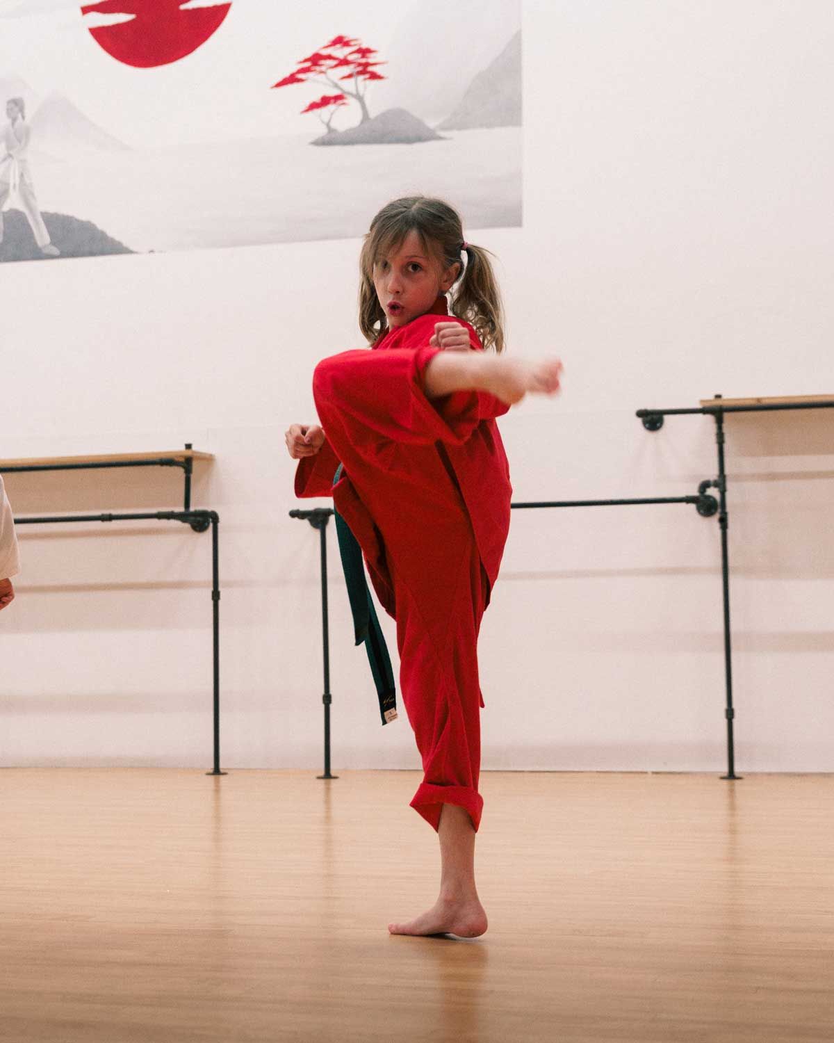 Student Executing a front kick