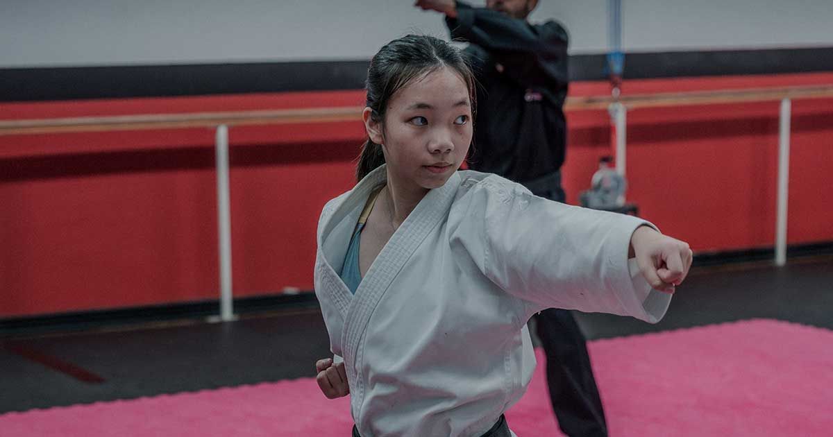 Student doing a jab