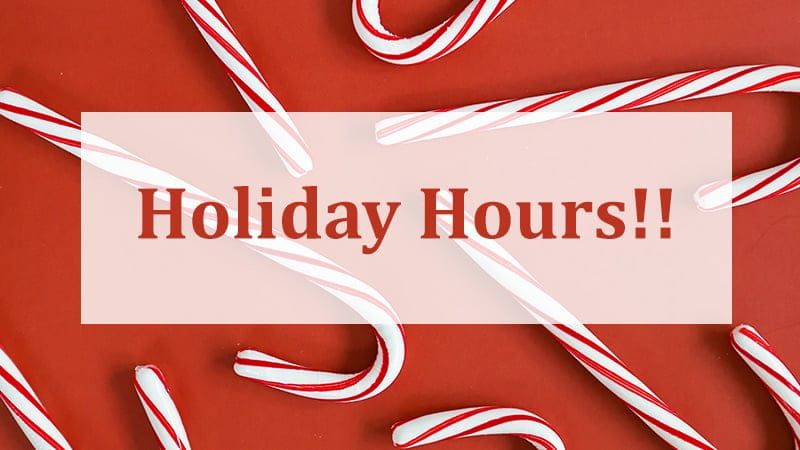 Holiday Class Schedule