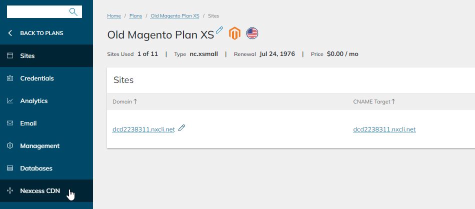 If your website is hosted within a Magento Cloud plan, you’ll need to go to Plans > Nexcess CDN.
