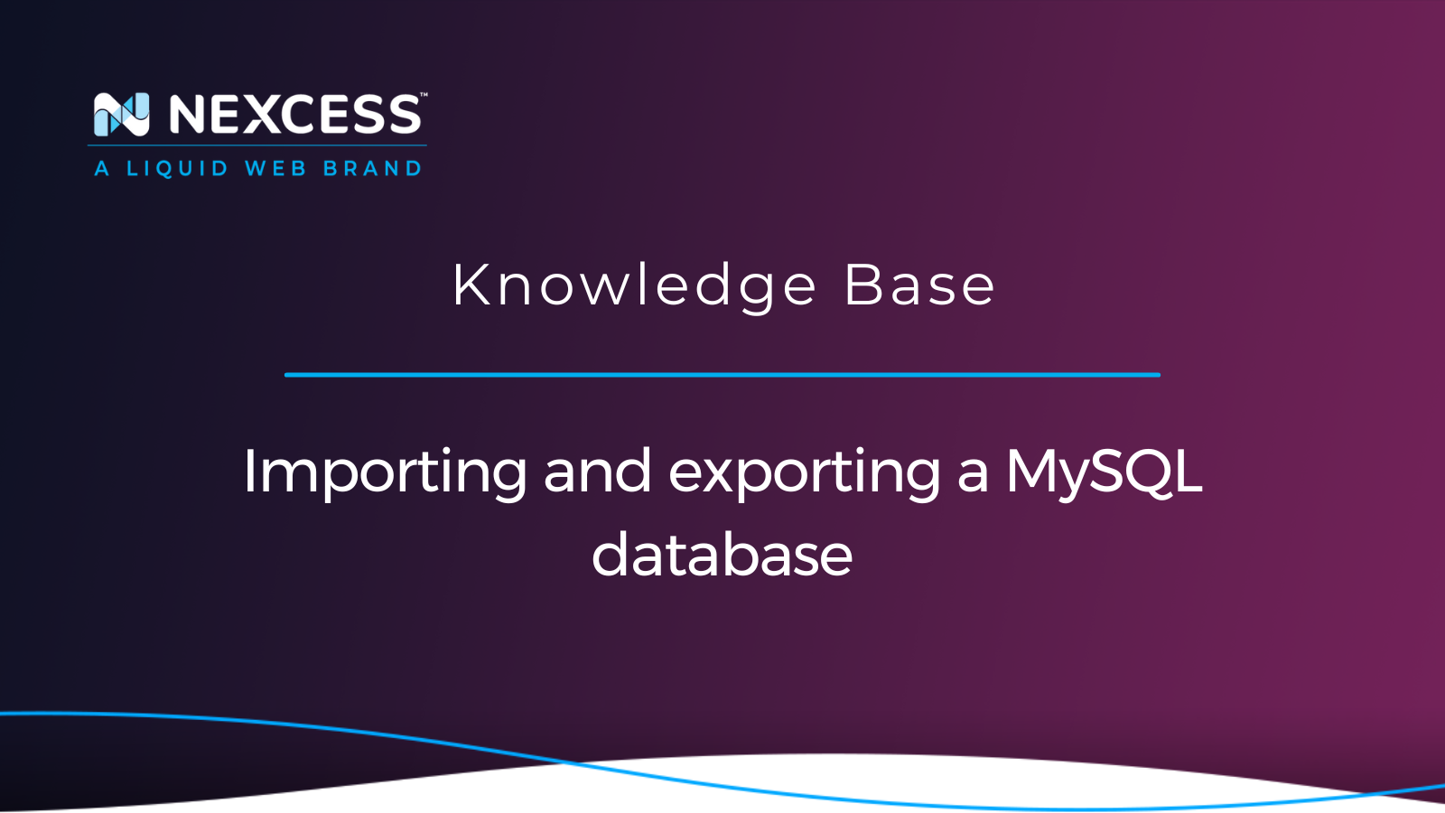 Importing and exporting a MySQL database
