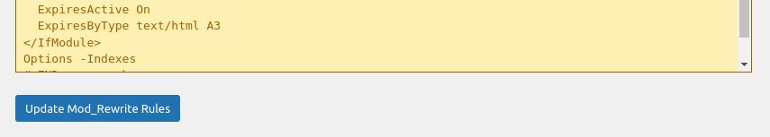 If you choose Expert mode, scroll down and select Update mod_rewrite rules. The .htaccess file will be modified, resulting in end users receiving cached content much faster.