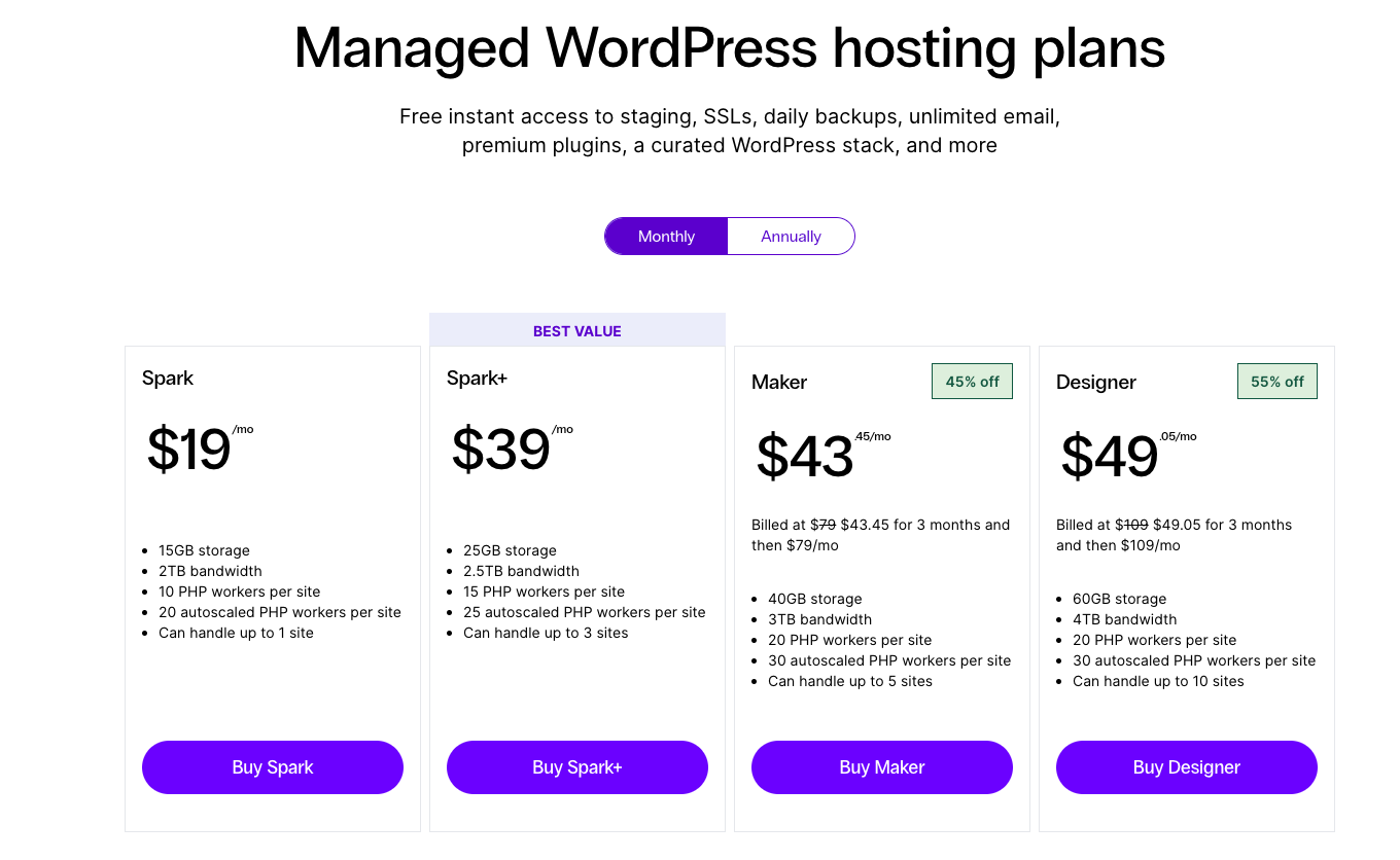 Nexcess offers competitive rates for all its managed WordPress hosting plans.
