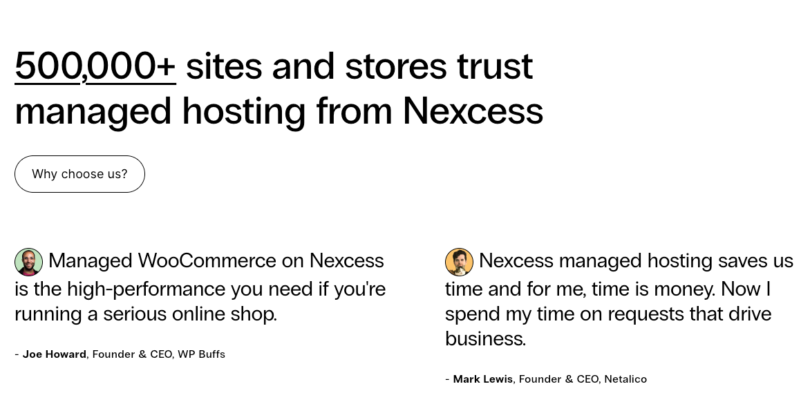 Nexcess's ecommerce platform contains relevant social proof from users and influencers to increase traffic to your online store.