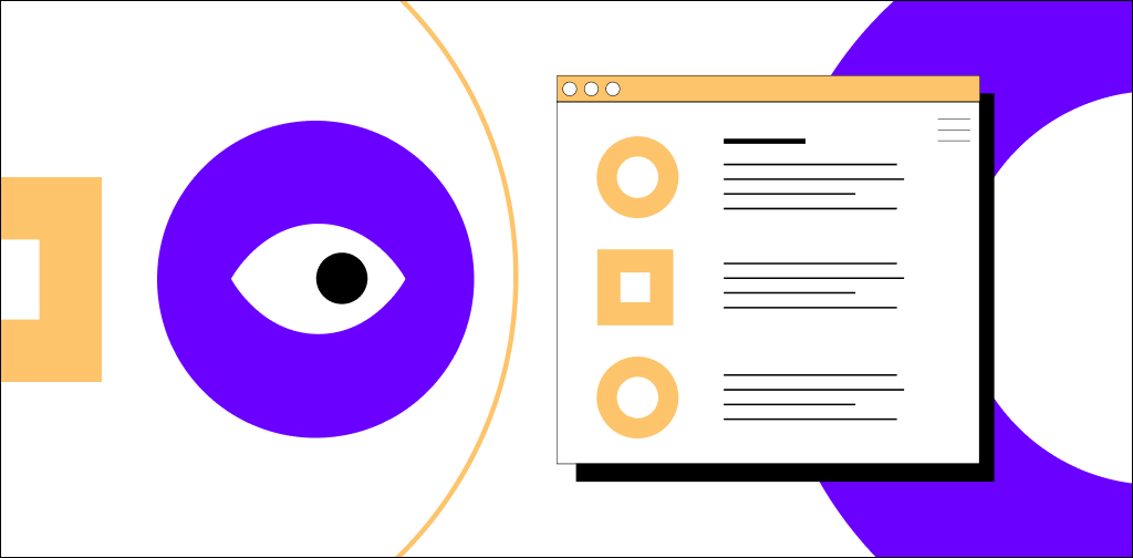 Illustration of a web page and an eye