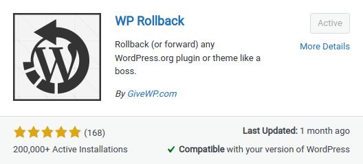 After the plugin has been installed and activated, we can learn how to rollback plugin updates in WordPress and easily switch to any version of the currently used theme.