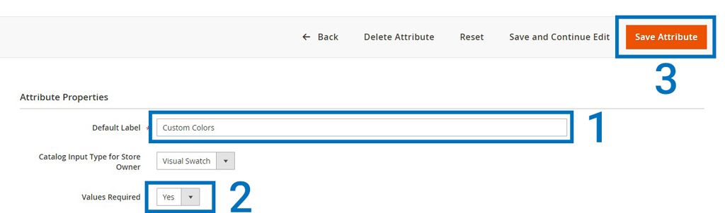Enter the Default Label for the Magento product attribute.