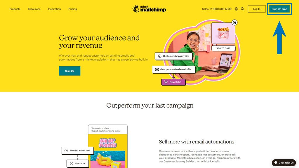 Mailchimp homepage.