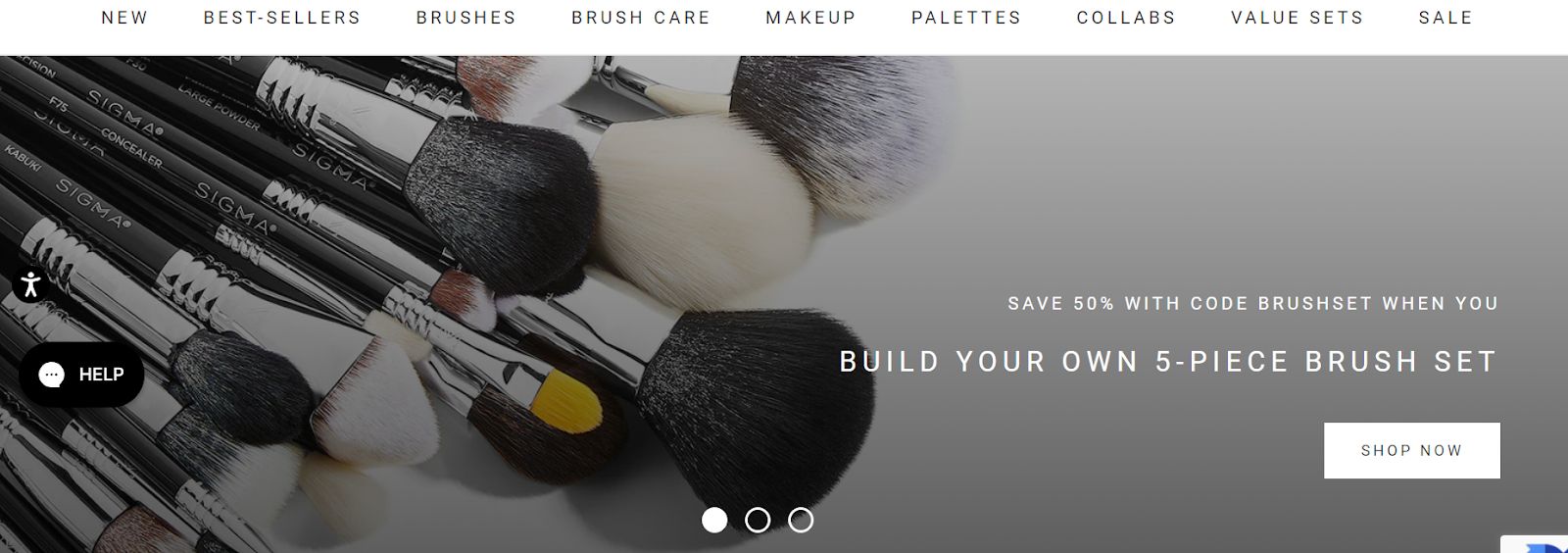 Screenshot of Sigma Beauty homepage