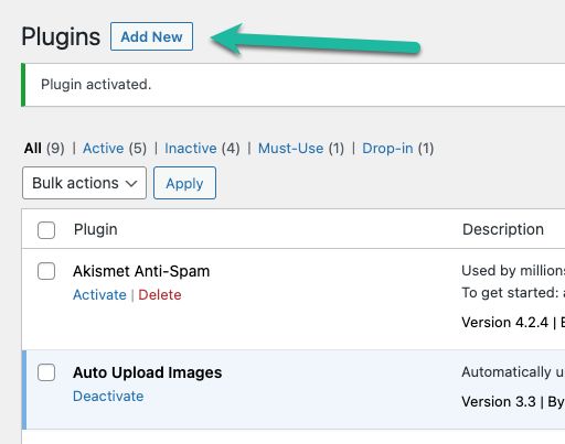 First, install the plugin. You can either download from the link above, install and activate it, or search for it in Add New on the Plugins page.