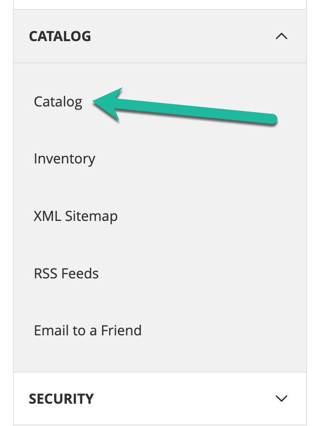 Click on the Catalog item in the Catalog dropdown.
