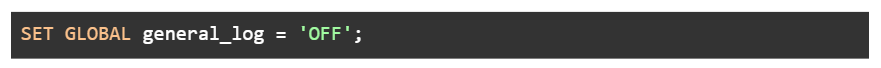 When you feel you have enough sample queries captured, you can disable the general log.