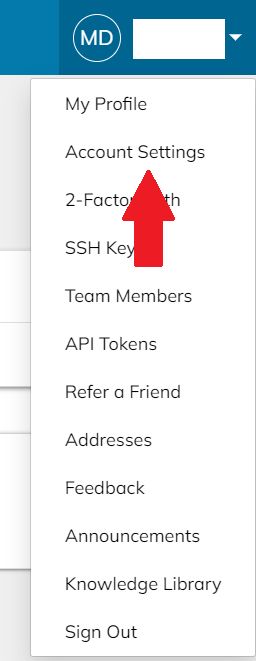 If you want to change the six-digit PIN number associated with your account, click on the down arrow next to your account name in the upper right area of the portal. Then, click the Account Settings option in the dropdown menu that appears.