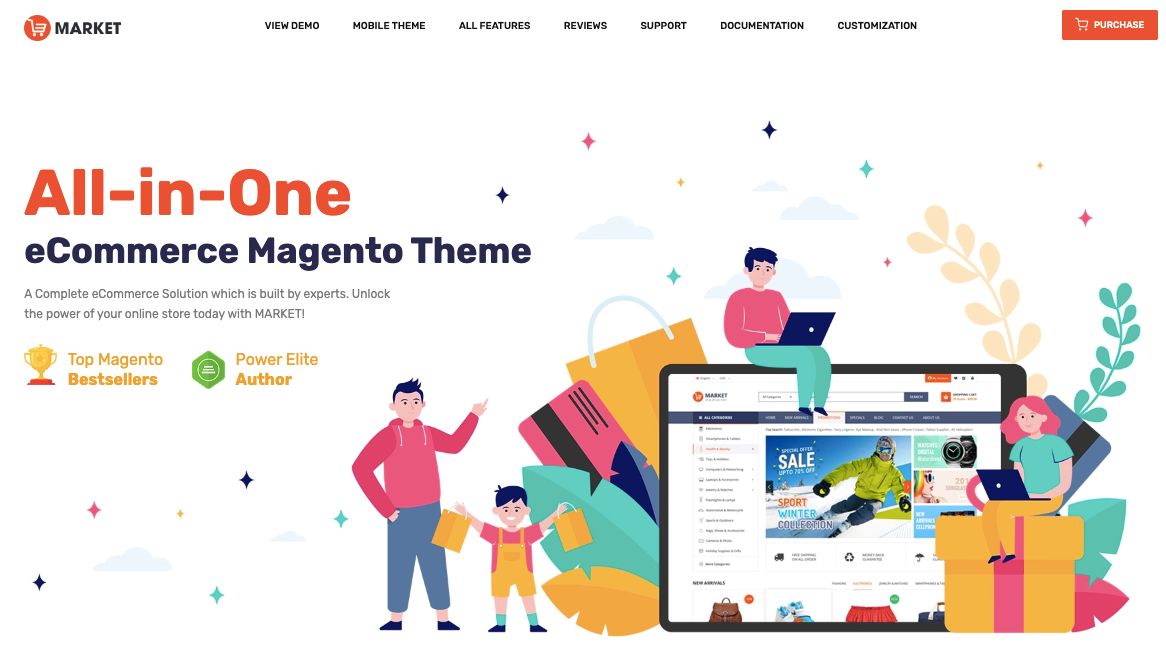 Market is the best multi-category Magento mobile theme for businesses with multiple product lines and stores.
