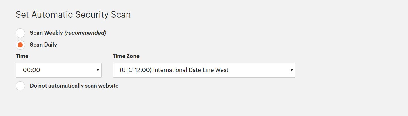  Choose the Time and Time Zone for the scan to occur each day.