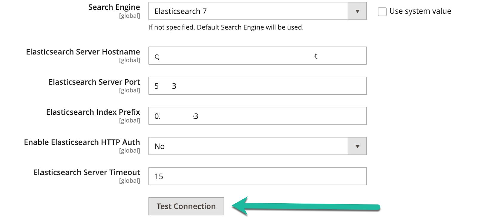 Scroll down until you see Search Engine. Leave the default values for Elasticsearch Server Port and Search Engine (which is Elasticsearch 7 as of this article's publication.