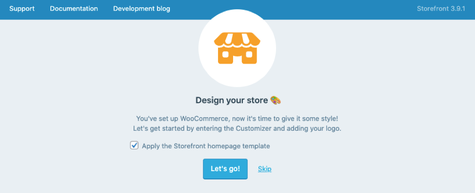 Activate Storefront in your WordPress online store
