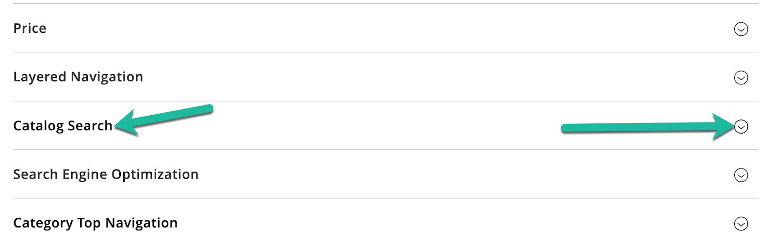 A new set of options will appear to the right of the dropdown menus. Click on the arrow next to Catalog Search to reveal the fields needed.