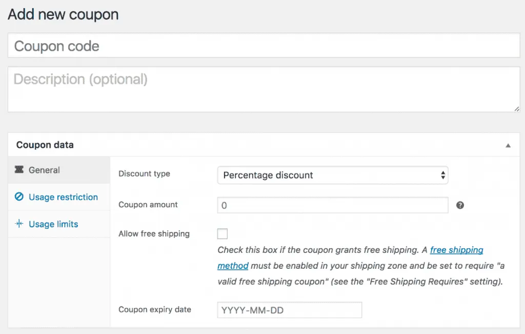Add coupon to configure the settings