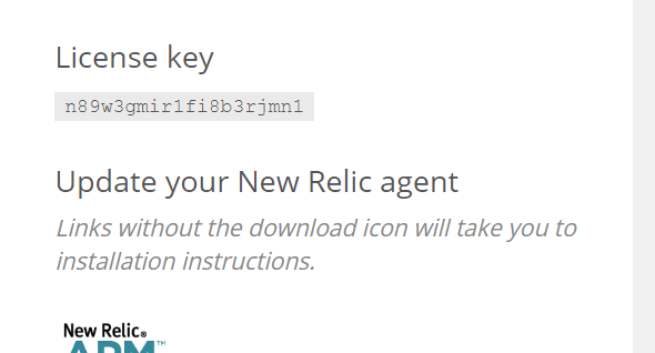Log in to your account at New Relic and retrieve your license key.